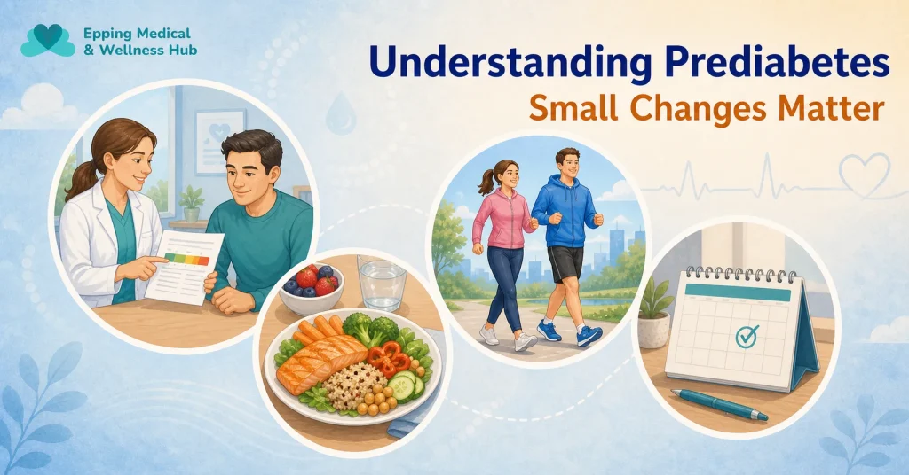 Illustrated guide to prediabetes, healthy eating, activity and follow-up care